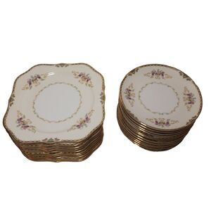 Vintage Noritake Alford Set Japan Square + Round Plates 7" + 8"